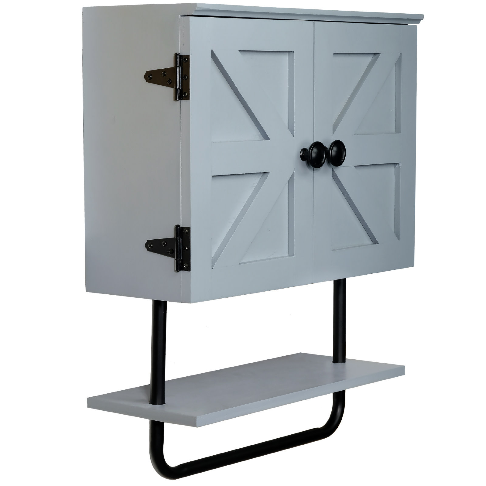 Gracie Oaks Barndoor Bathroom Cabinet Wall Mounted with Towel Bar ...